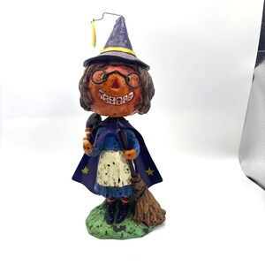 Halloween Witch Pumpkin Head Figurine Decor Whimsical‎ Spooky Autumn Fall